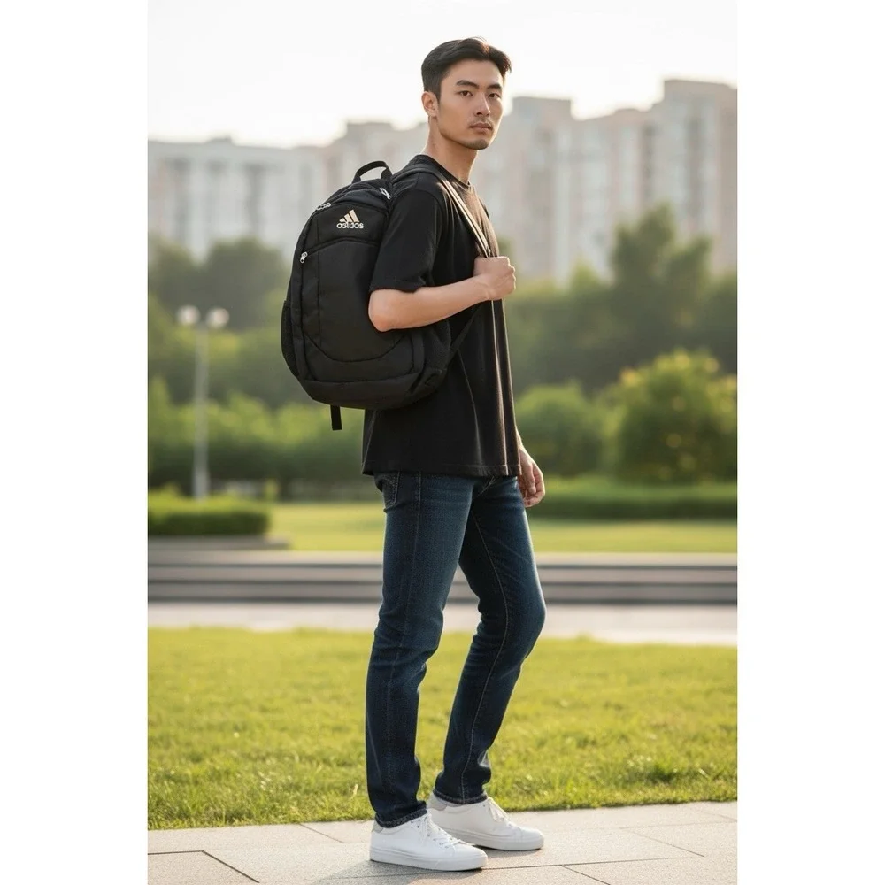 NWT Adidas Striker II Team Backpack Black Large Book Bag
